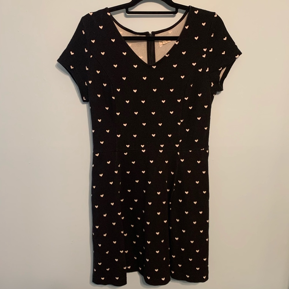 Black dress with white hearts